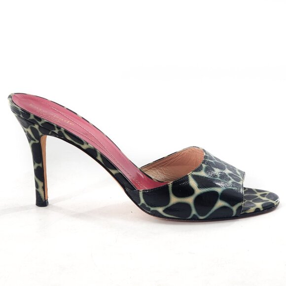 KATE SPADE Animal Print Peep Toe Stiletto Slip on Leather Sandals - Picture 4 of 7